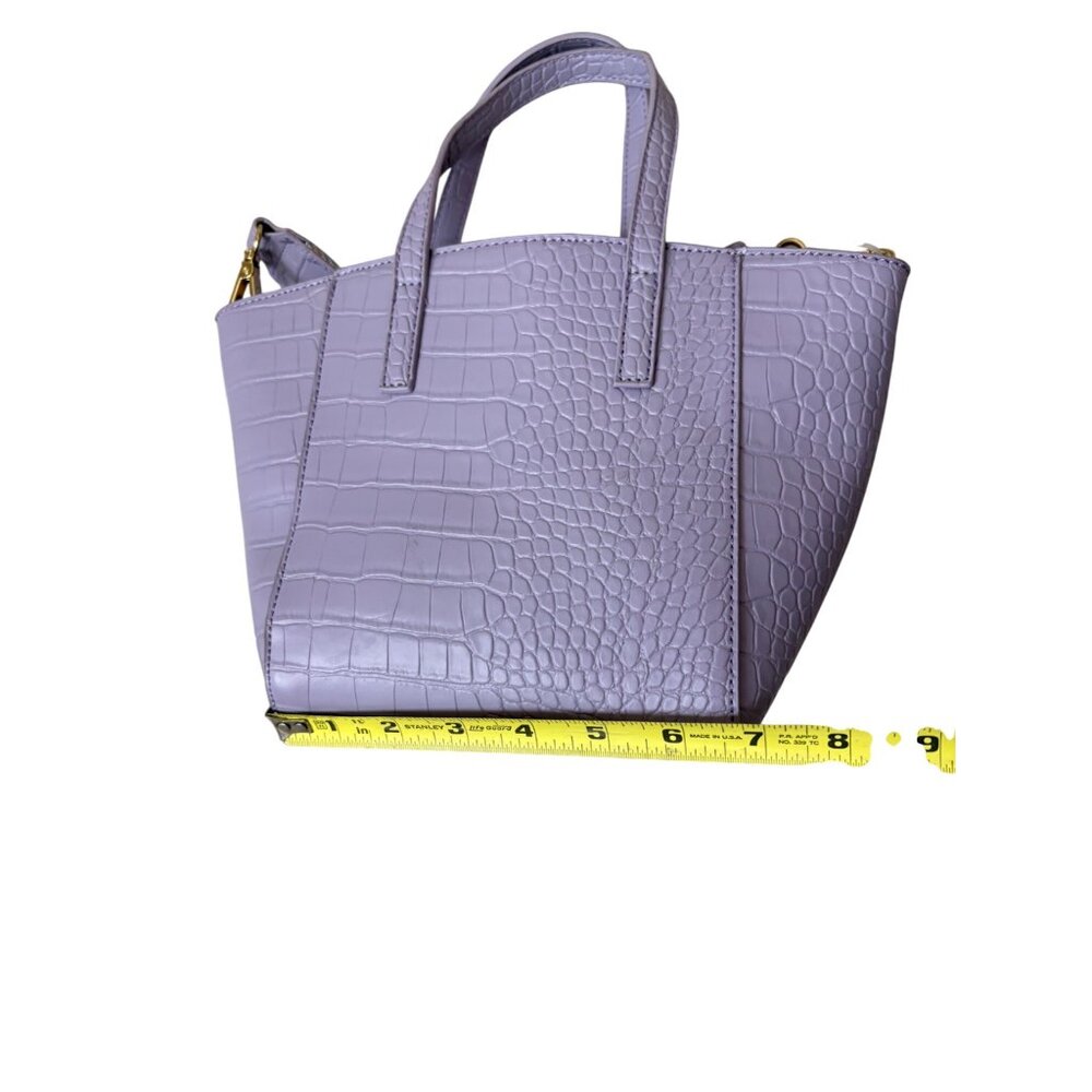 Lilac Faux Croc Tote Bag Purse Floral Lining Rainbow Strap Fairy Mermaid Easter - Picture 13 of 16